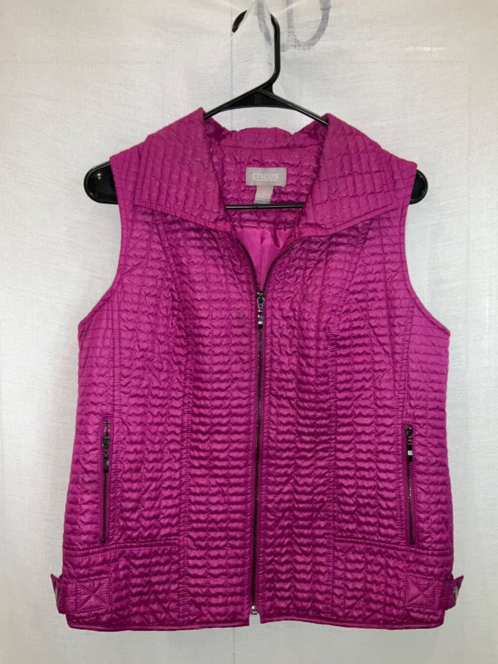 Chico's Pink Quilted Zip-Up Vest size 1 Medium Women's Golf Beach Fun - Picture 2 of 7